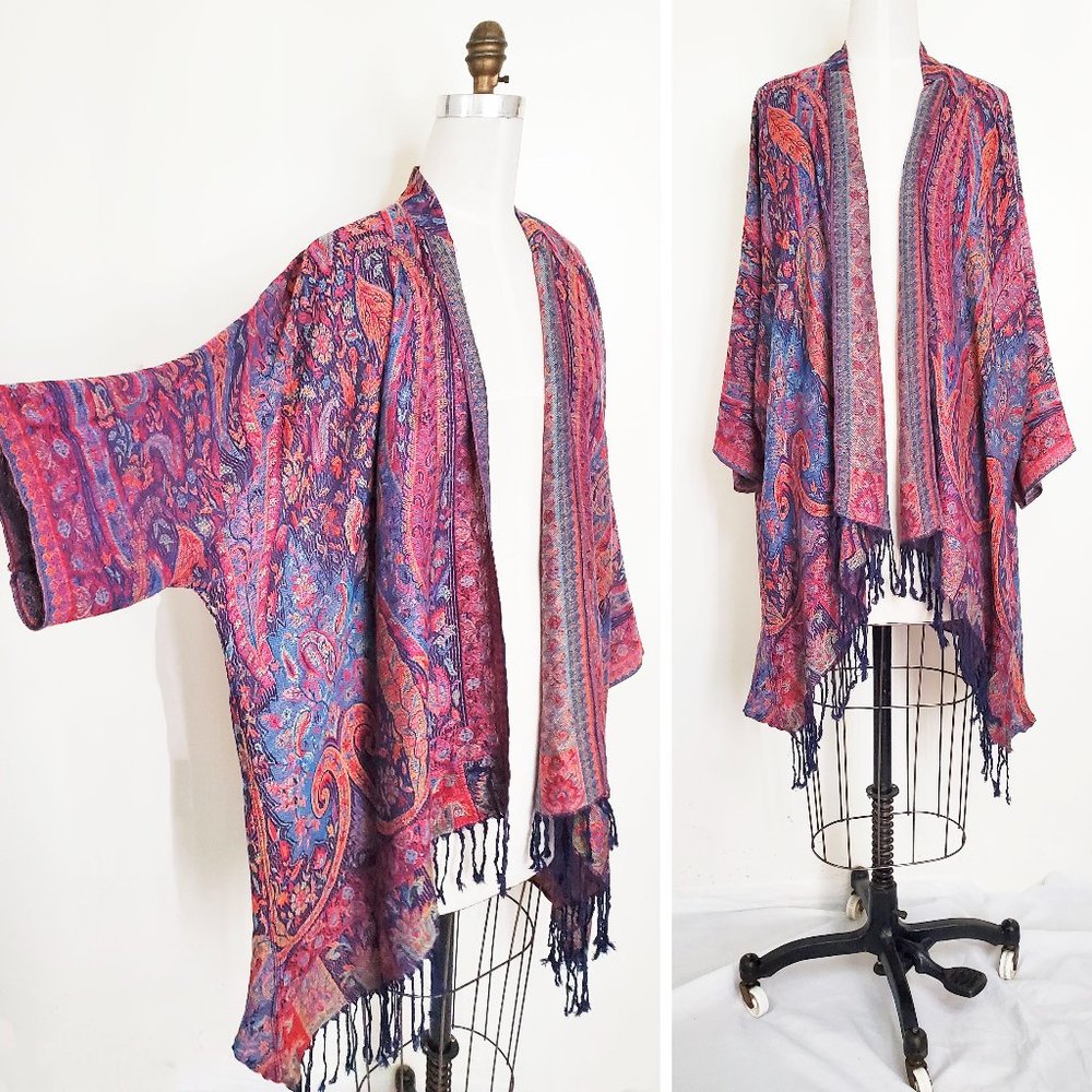 Paparazzi Womens Paisley Boho Poncho Scarf Kimono NWT